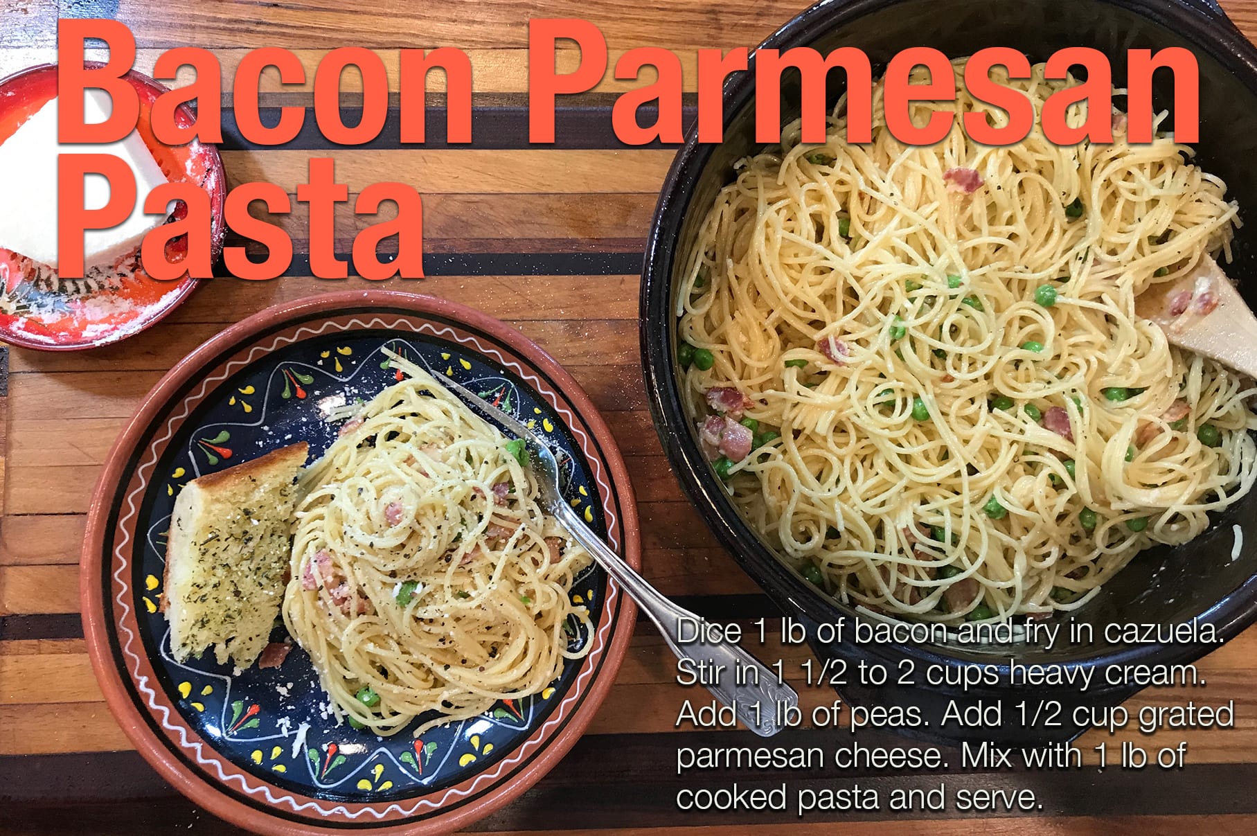 Bacon Parmesan Pasta | I See Spain - Handcrafted Spanish Grater Plates